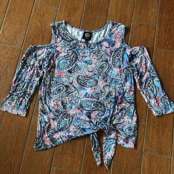 Bobeau Boho Tie Cold Shoulder Top S - Picture 1 of 6